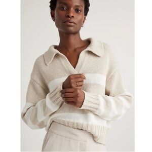 QUINCE 100% Organic Cropped Cotton Polo Sweater M
